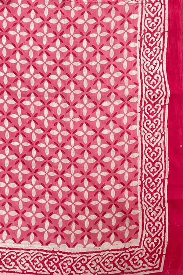 Hand Printed Cotton Sarong Tiles Pink