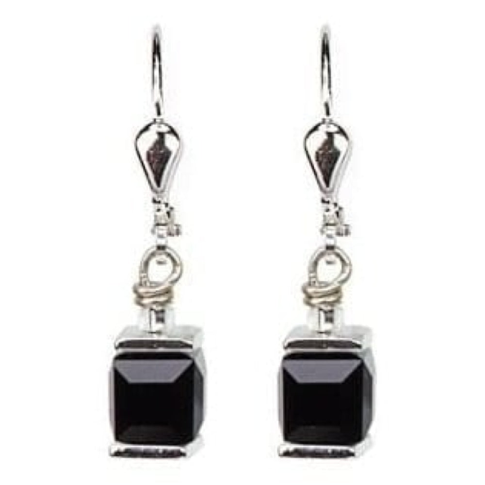Ladies Black Swarovski Elements Set In White-Bronze Alloyed Steel Earrings
