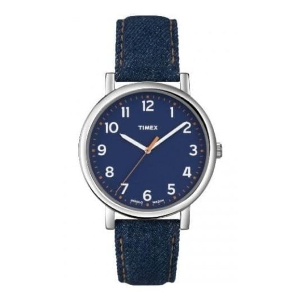 Gents Easy Reader Blue Denim Style Leather Watch
