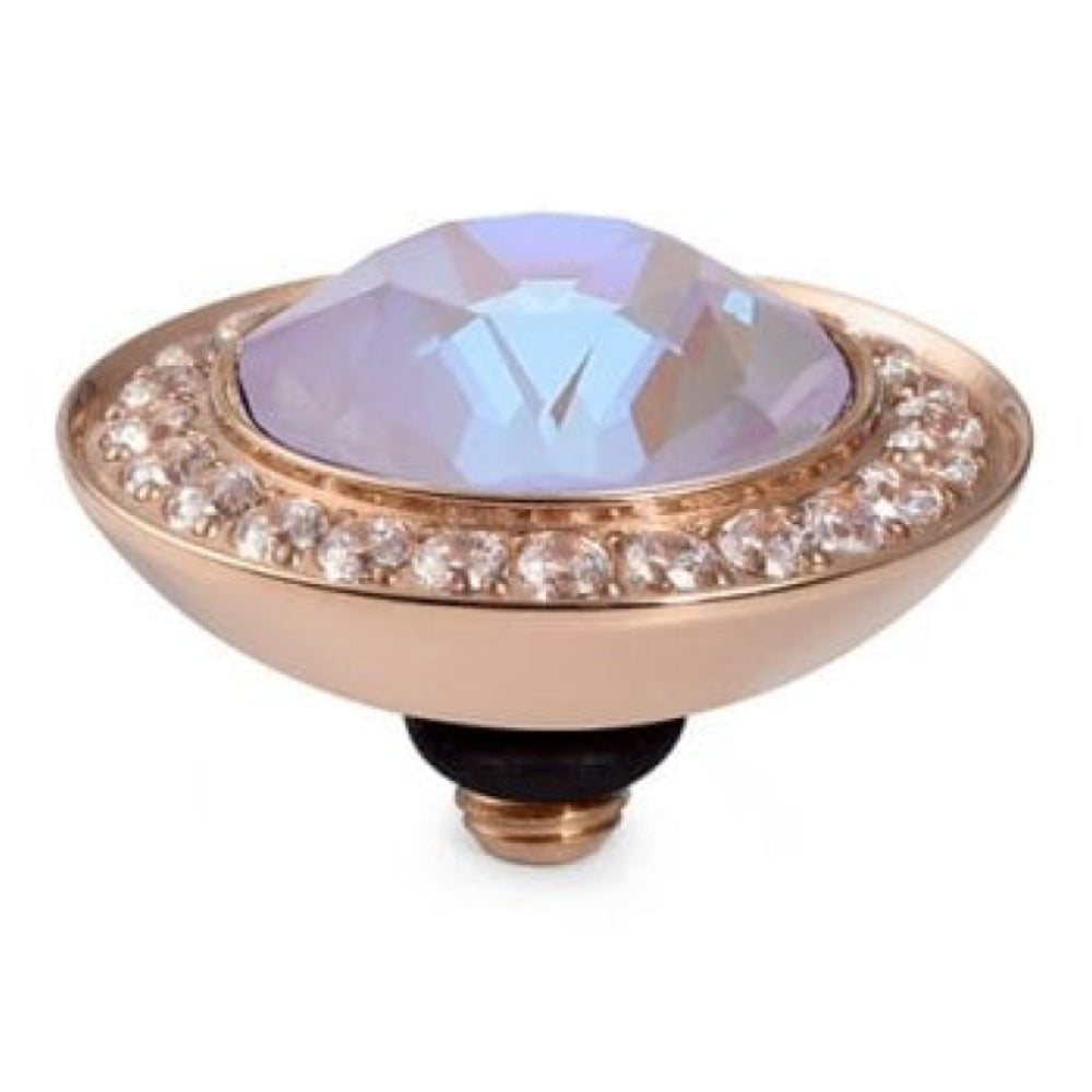 13mm Interchangeable Tondo Deluxe Lavender Delite Crystal Top in RG With Crystal Bordered