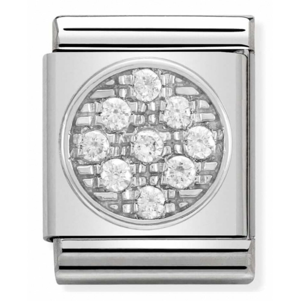 Composable Big Stainless Steel, Sterling Silver, & Cubic Zirconia Circle Charm