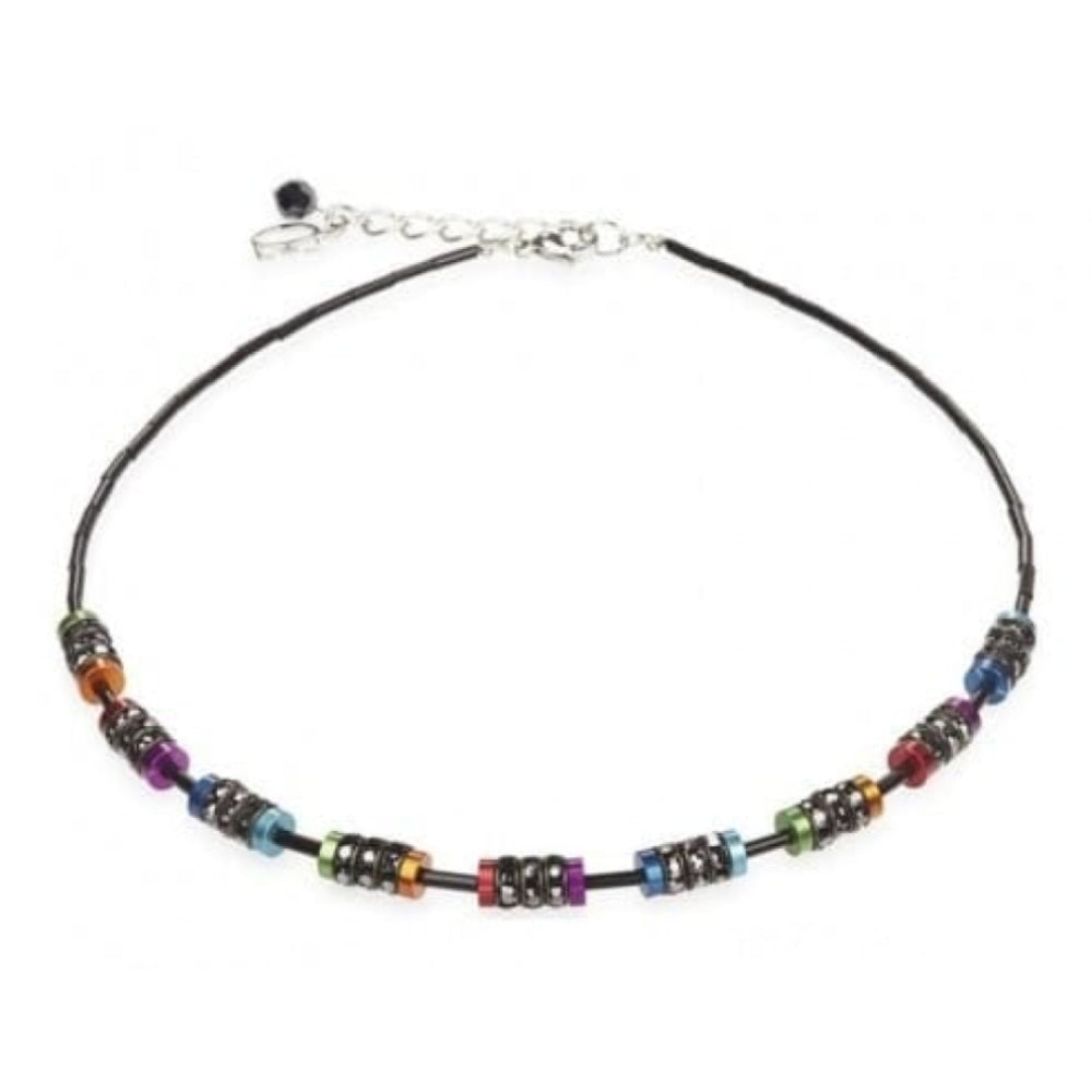 Ladies Multicoloured Diamond-Cut Alluminium Cubed Necklace