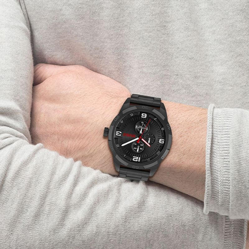 #GRIP Black Dial Black IP Bracelet Strap Gents Watch