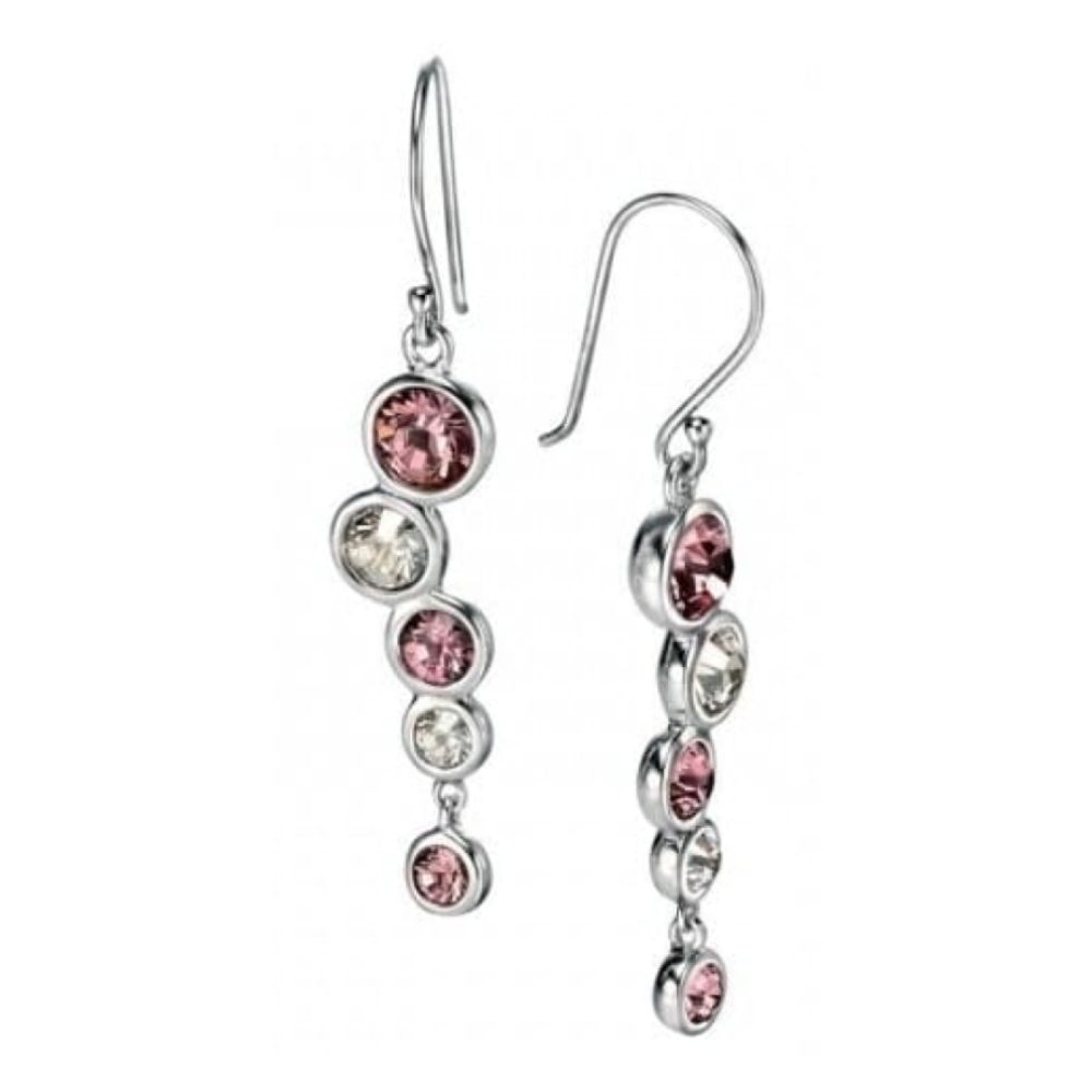 Ladies Grey & Pink Swarovski Crystal Earrings