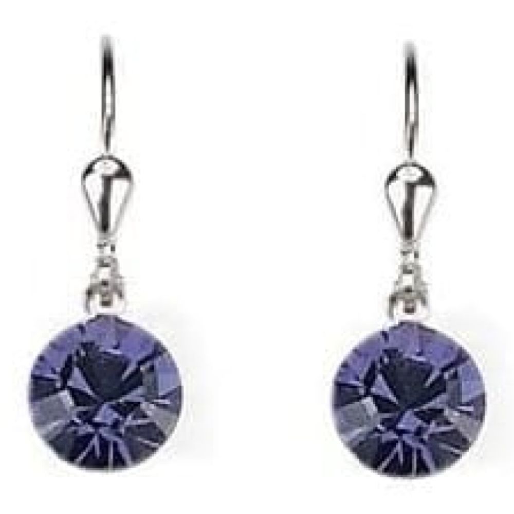 Ladies Lilac Swarovski Elements Rhodium Plated Metal Earrings