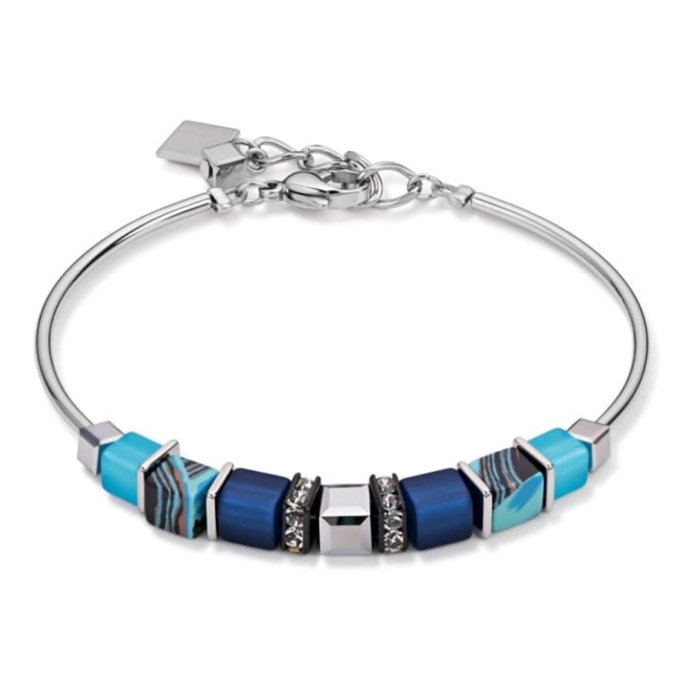 Blue/Beige/ Striped Geo Cube Bracelet