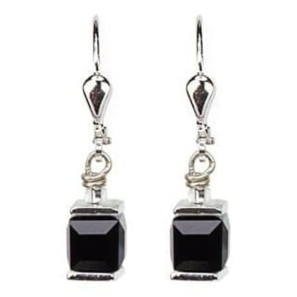 Ladies Black Swarovski Elements Set In White-Bronze Alloyed Steel Earrings