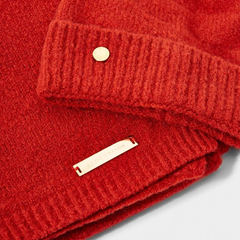 Boxed Fine Knitted Hat & Scarf | Red