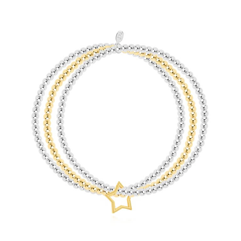 Lila | Gold Star | Silver And Gold | Bracelet | 17.5cm Stretch
