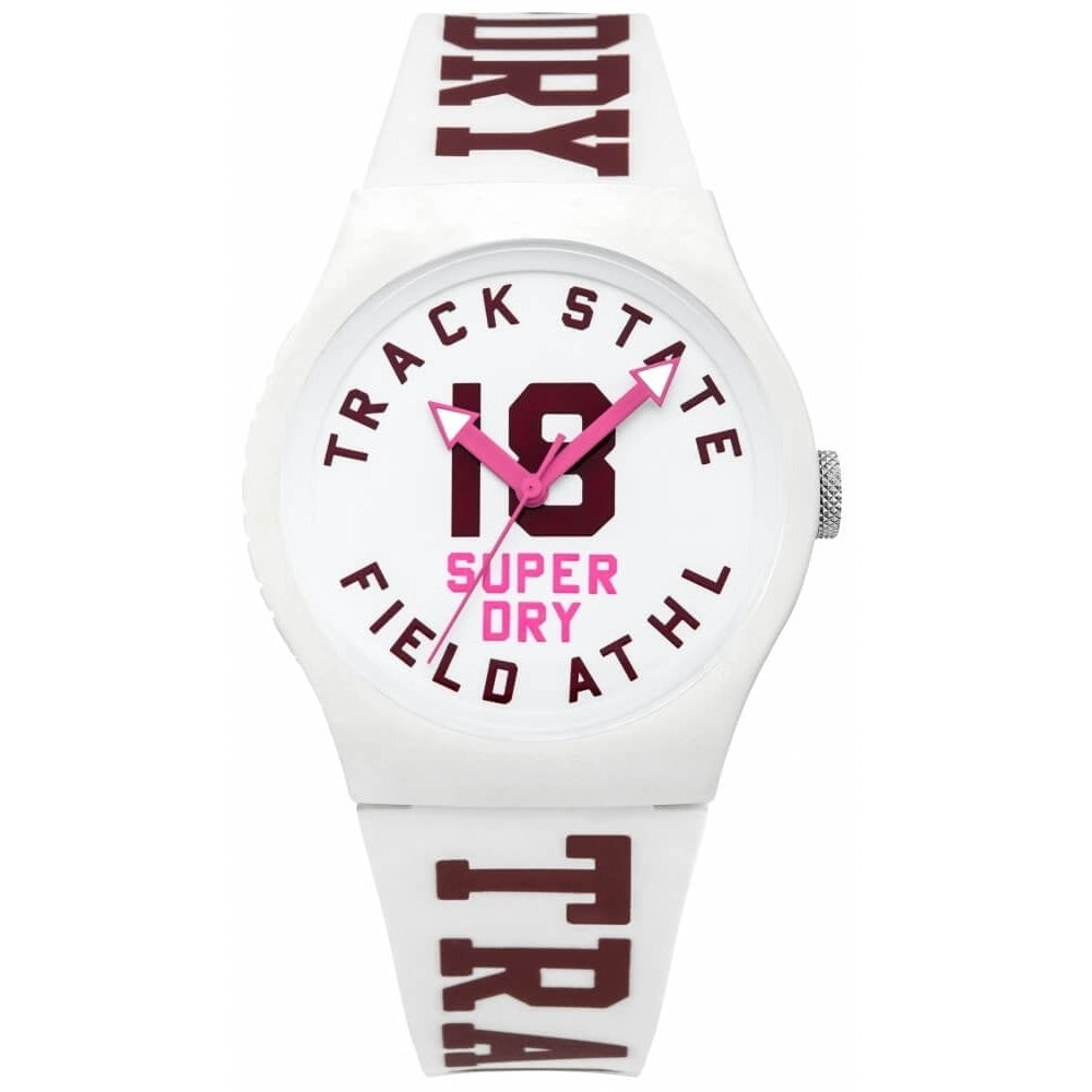 Urban Track & Field White Printed Dial With White Silicone Strap