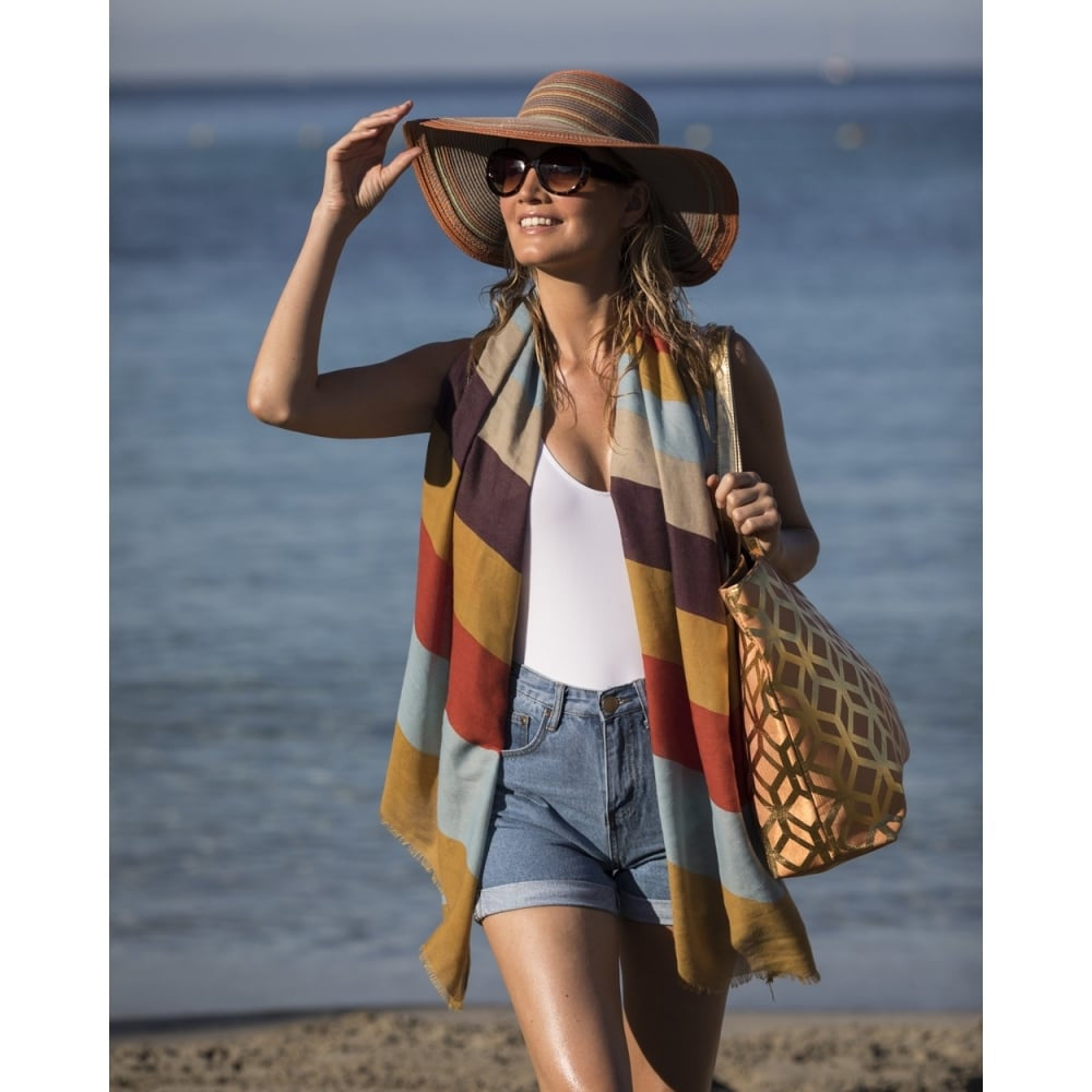 Stripe Print Scarf Satsuma Mix