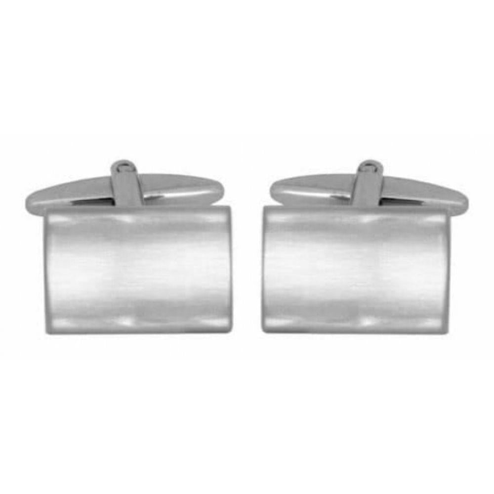 Rhodium plated Brushed Rectangular Shaped Cufflinks