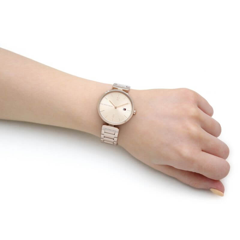 Aria Classic Ionic Plated Carnation Gold Steel Ladies Watch