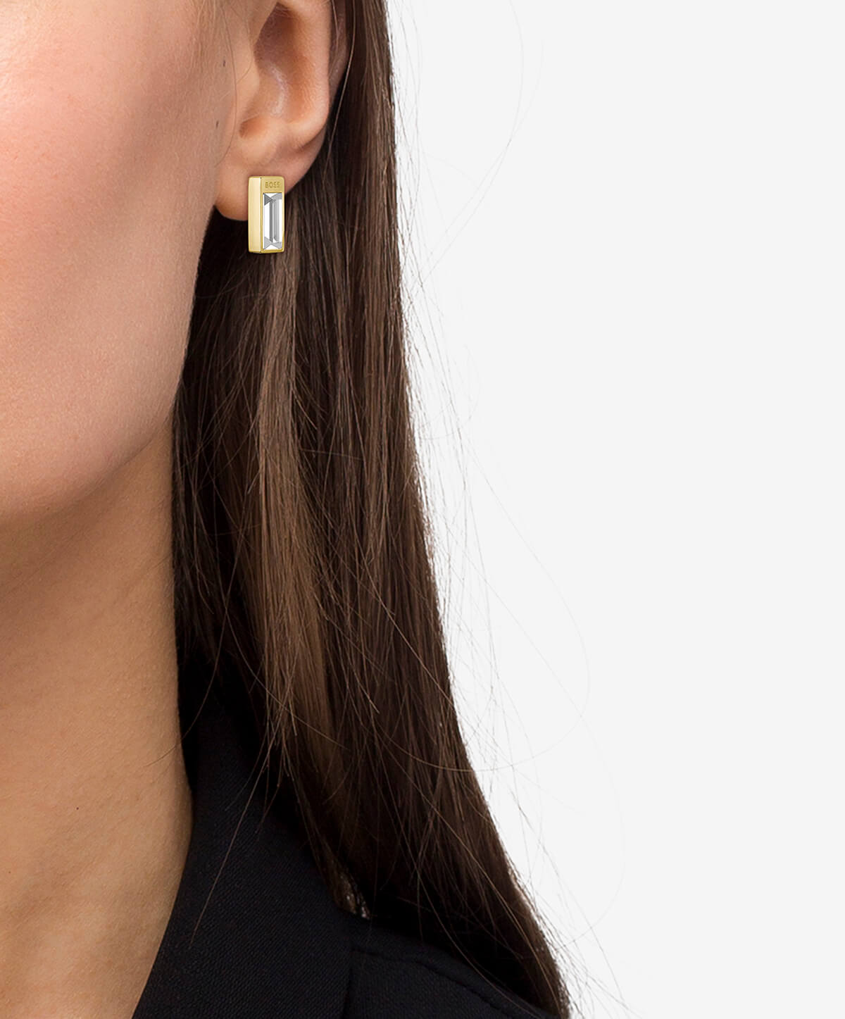 Clia Gold IP Crystal Set Stud Earrings