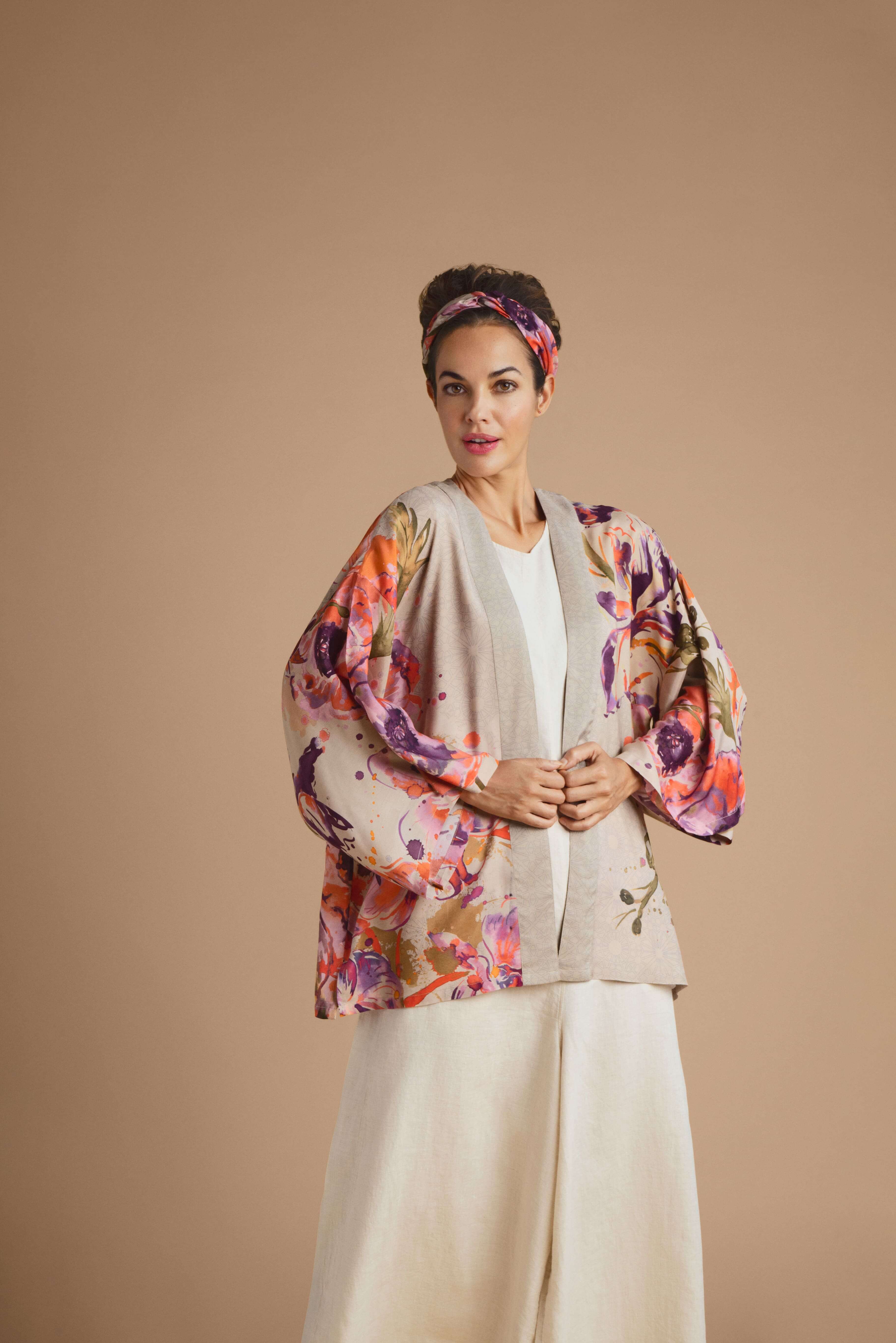 Orchid & Iris Kimono Jacket - Coconut