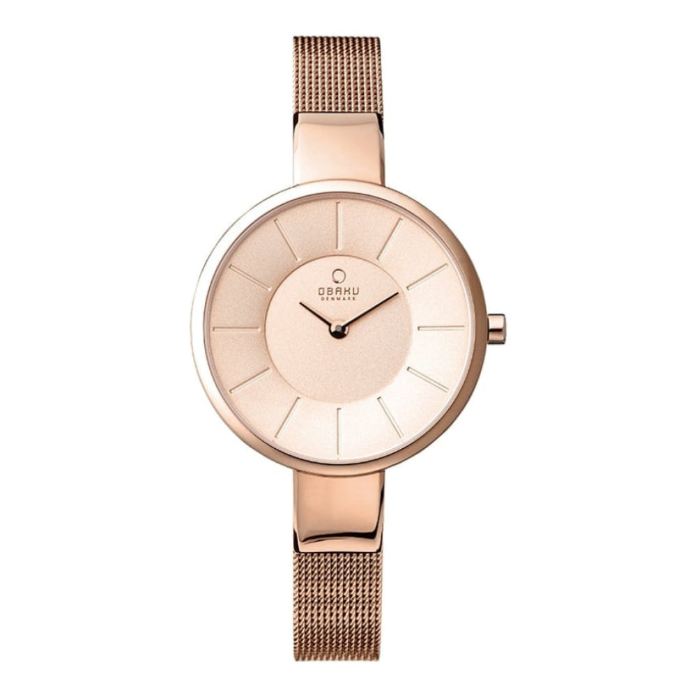 SOL - ROSE Rose Gold Plated Stainless Steel Mesh Bracelet Watch
