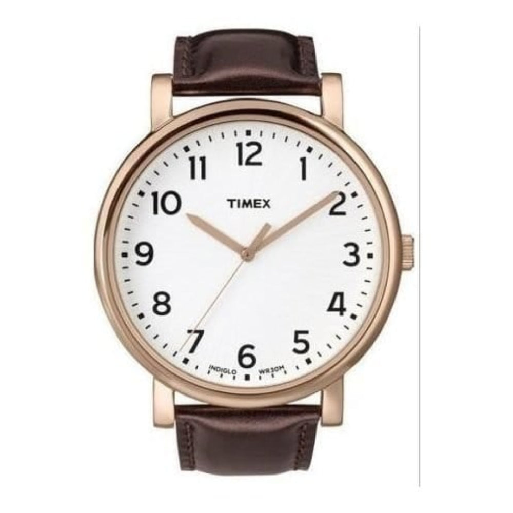 Men's Classic White Dial Brown Strap Watch