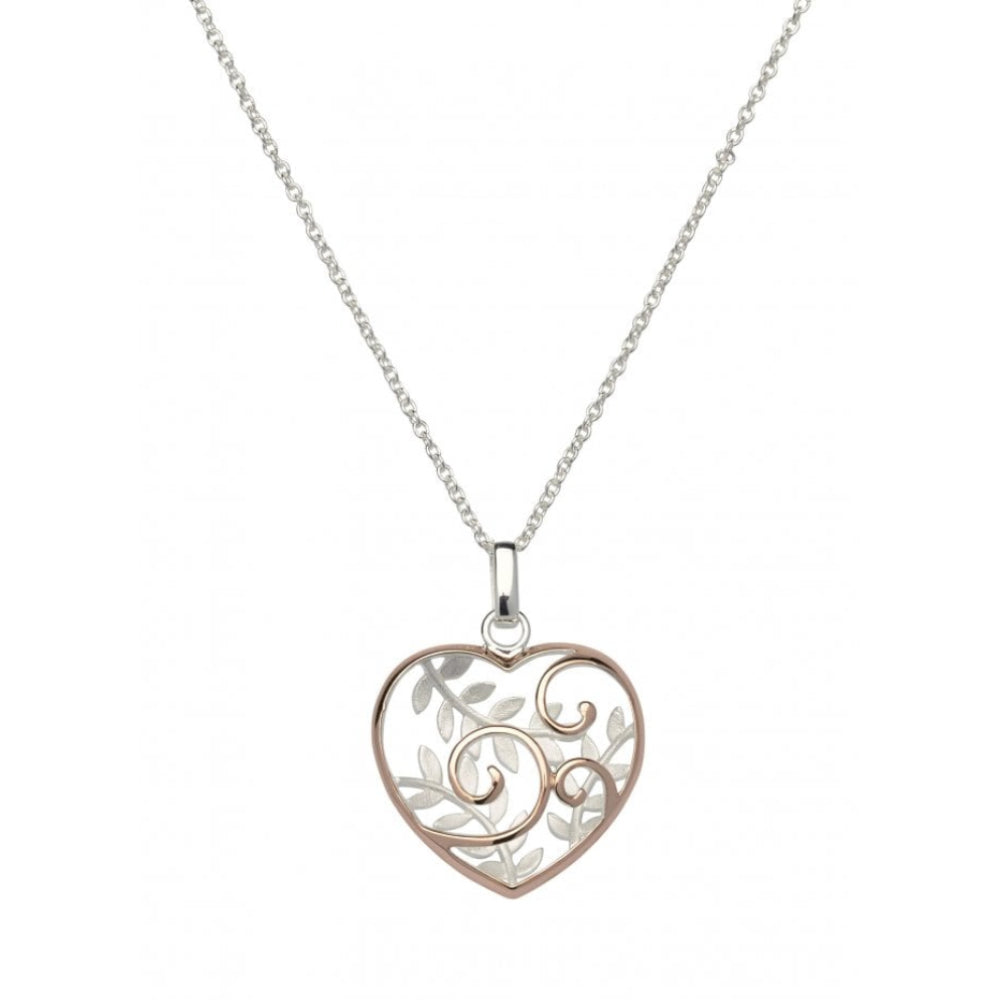 Silver 925 Heart Pendant With Rose Gold Plating Incl. Chain