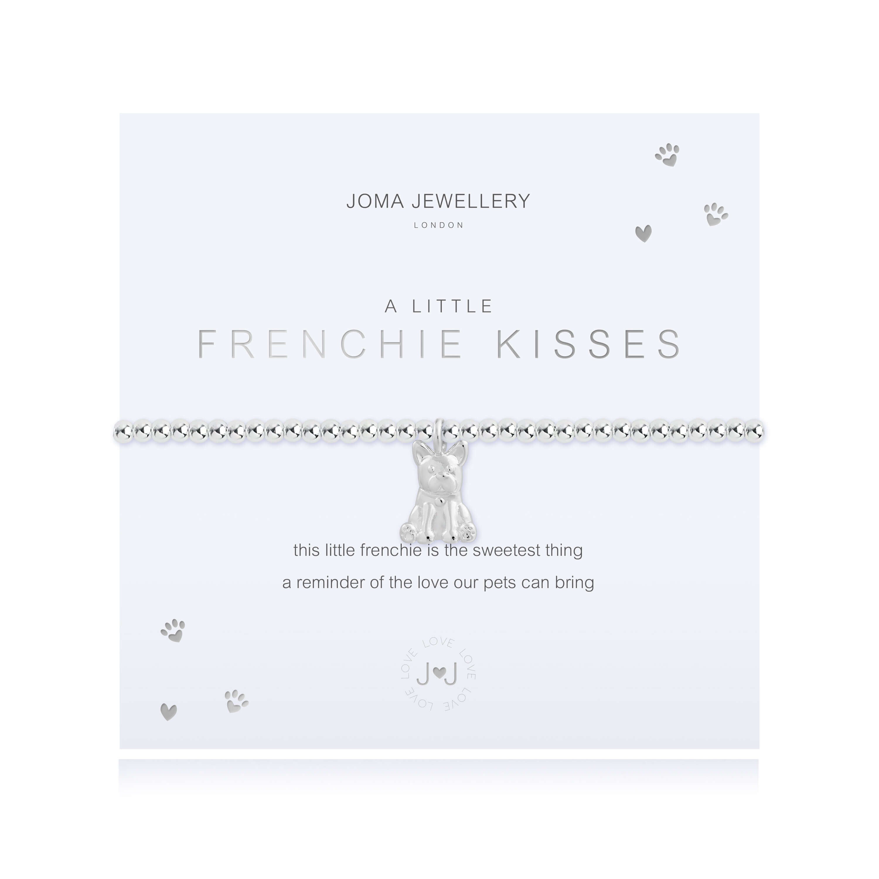 A Little | Frenchie Kisses | Silver | Bracelet | 17.5cm Stretch