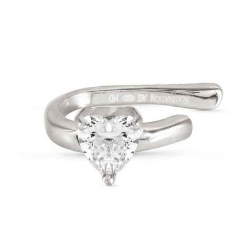Sentimental Silver Heart CZ Ear Cuff