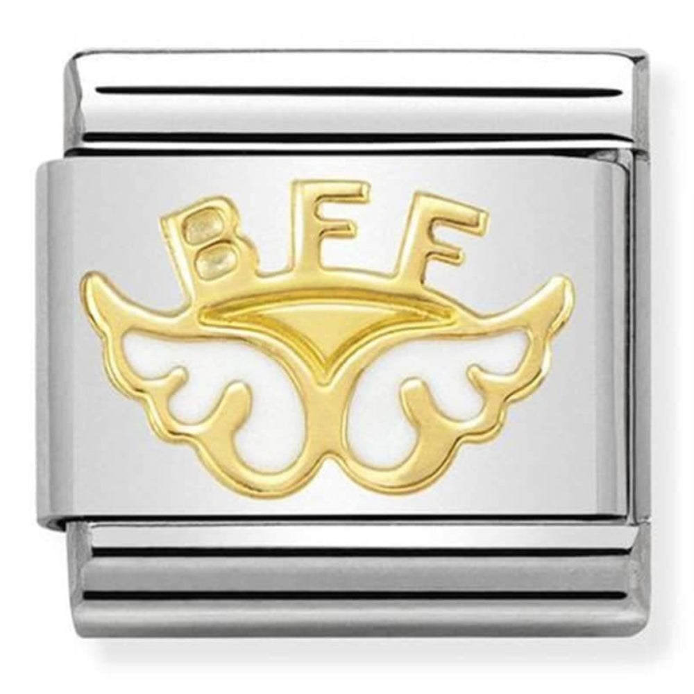 Classic Gold 750, Stainless Steel & Enamel Angel of Friendship Link