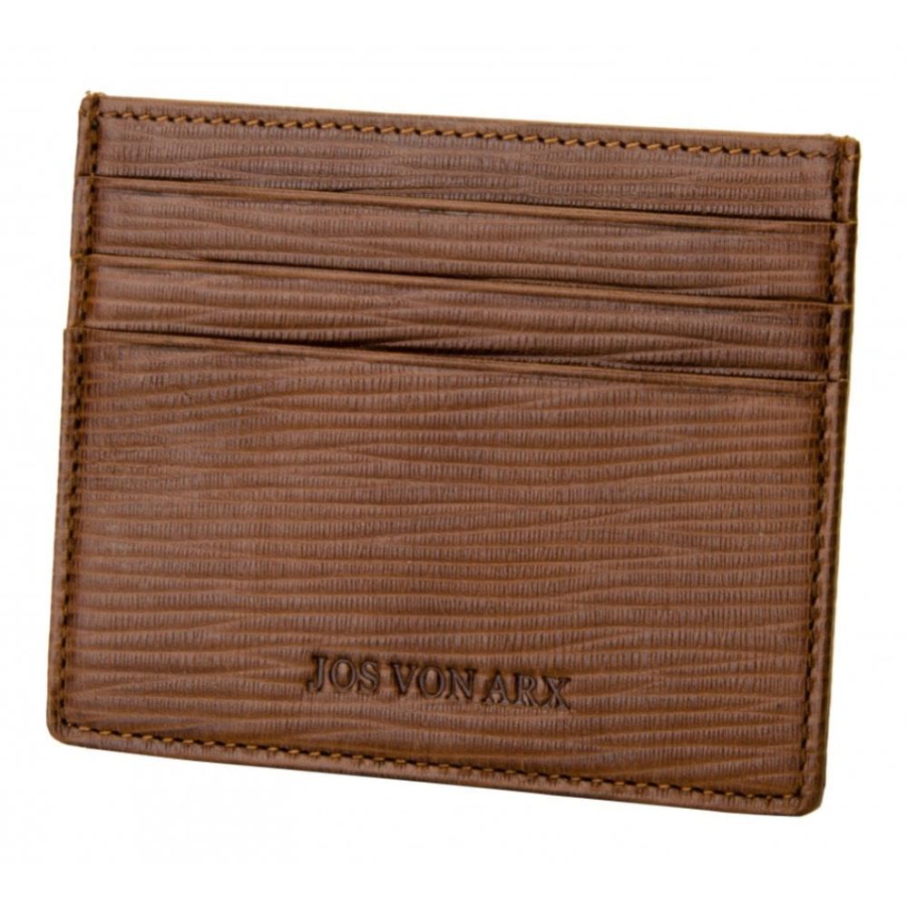 RFID Blocking Light Brown Leather Grained Print, 7 Compartments Wallet