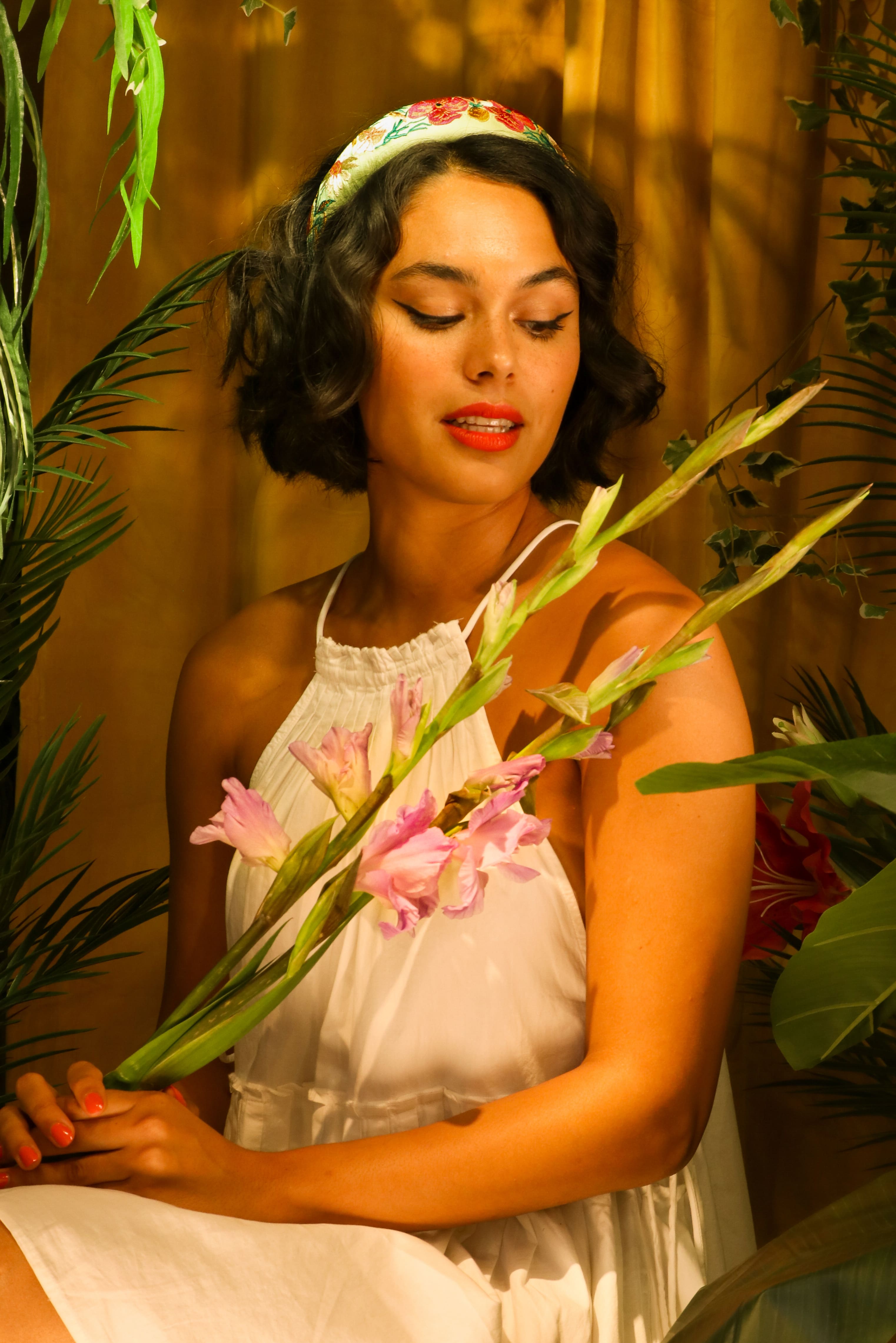 Padded Headband Country Garden Mint