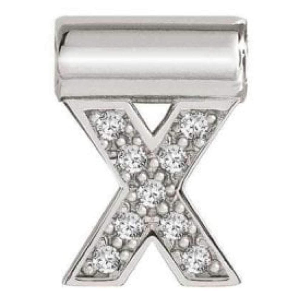 Seimia Silver Cubic Zirconia Letter X Charm
