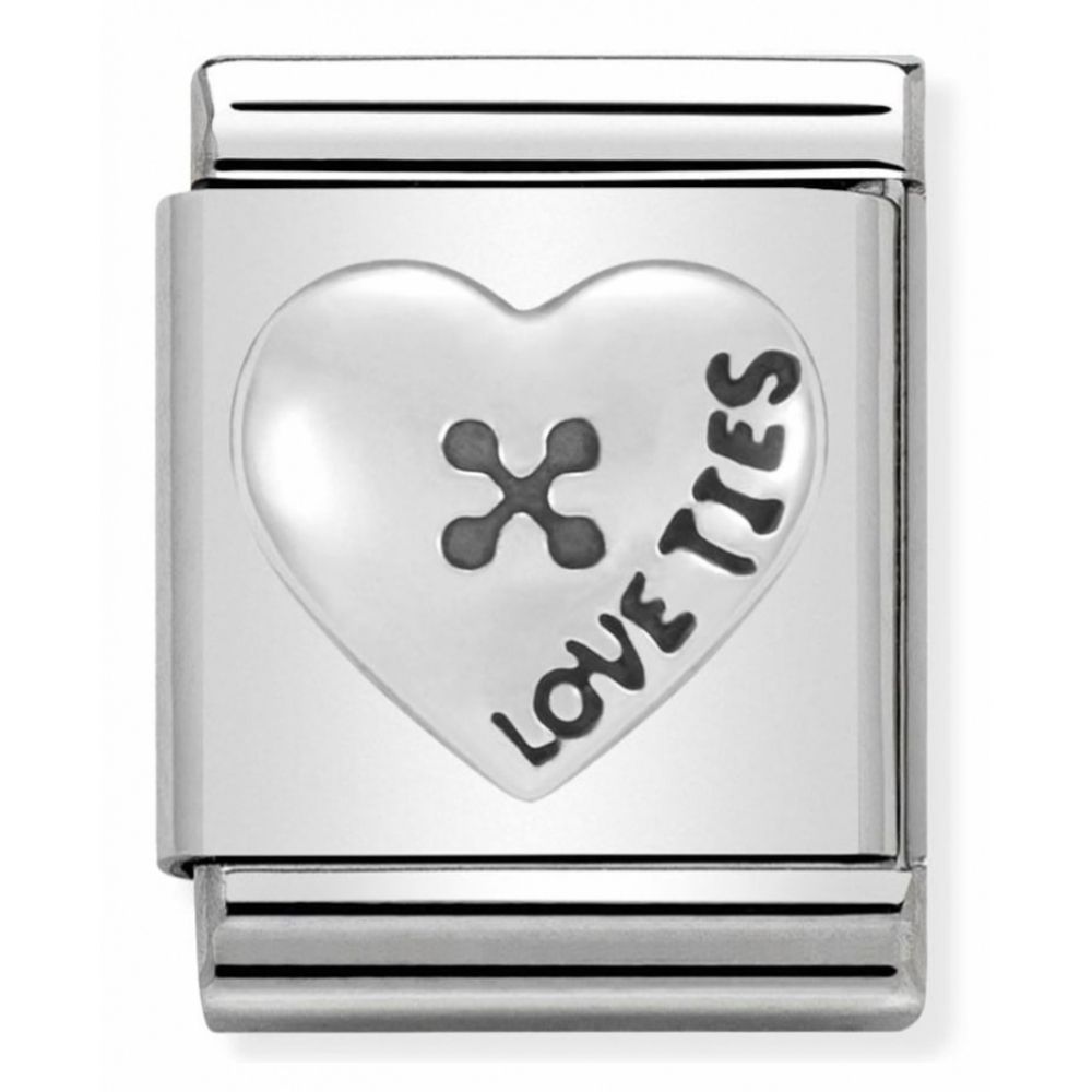 Composable Big Oxidized Stainless Steel And Sterling Silver Heart Button