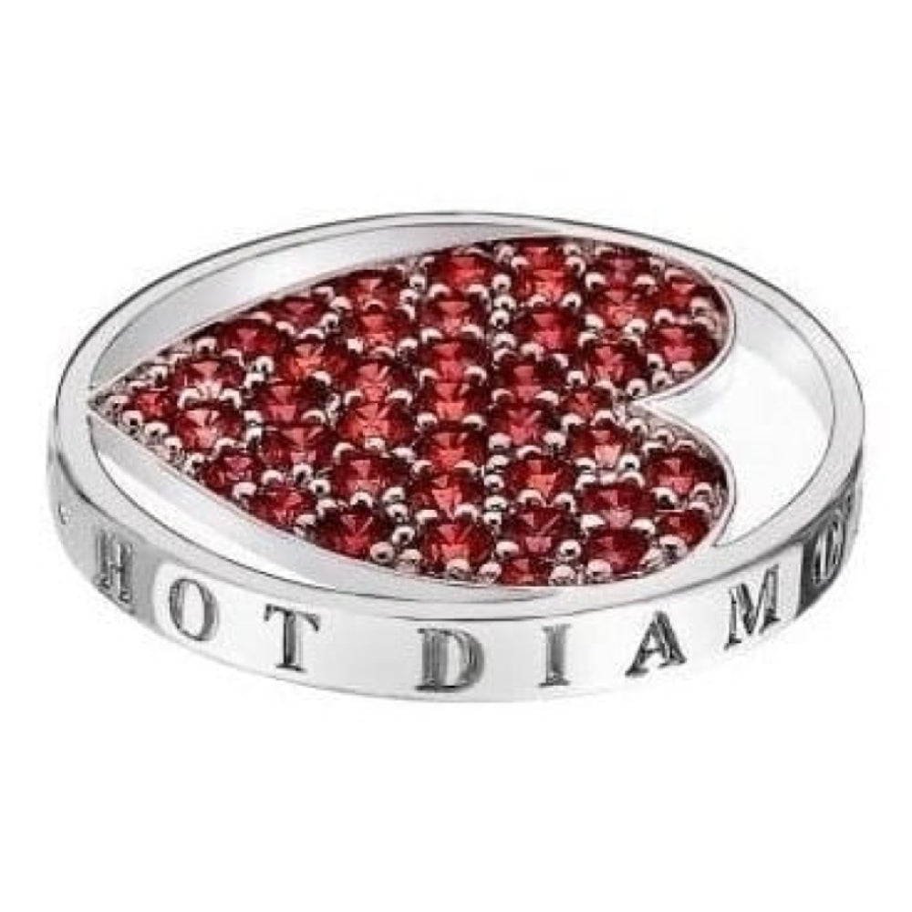 Ladies Silver 33mm Fire Sparkle Heart Coin