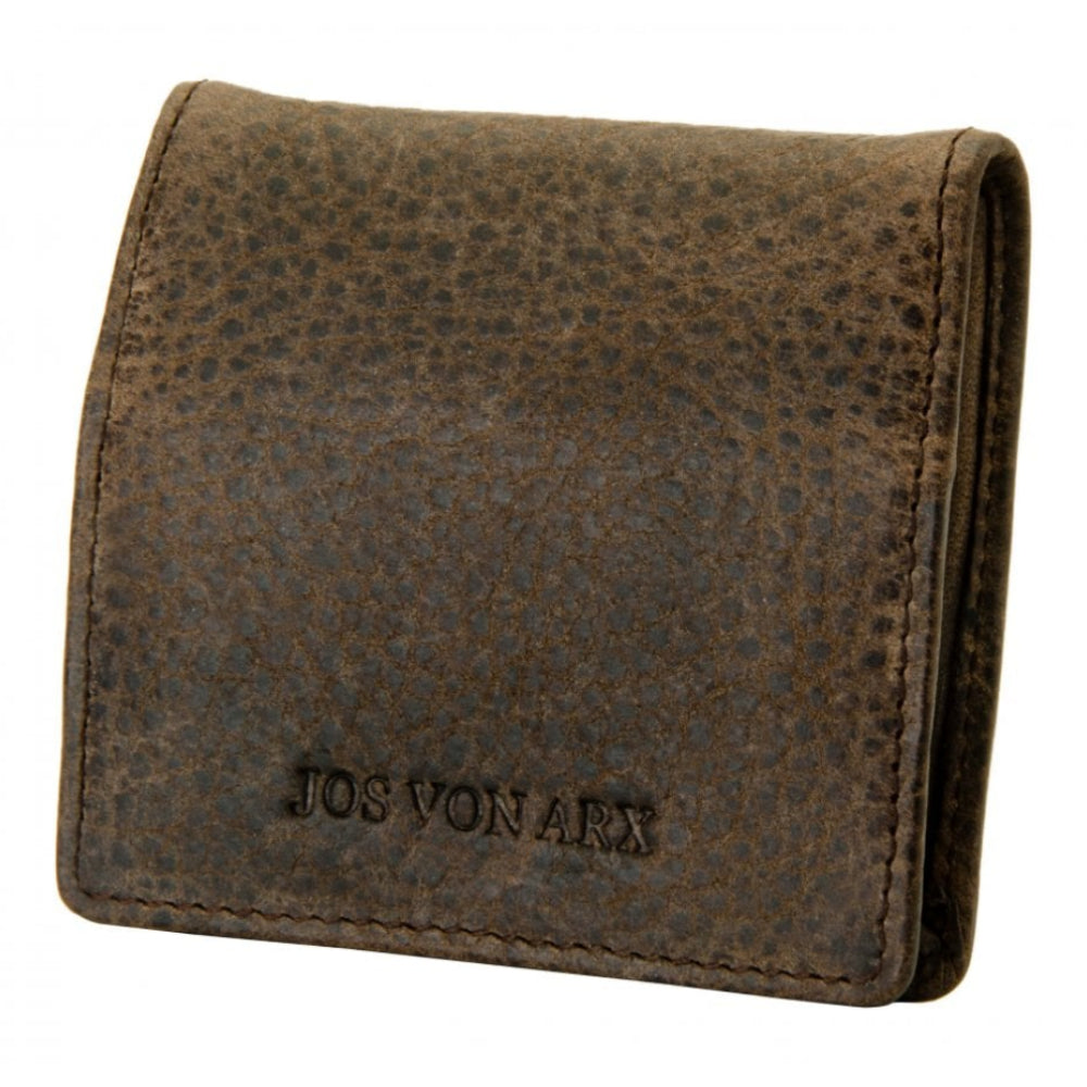 Natural Brown Leather Coin Wallet With Snap Closed Flap