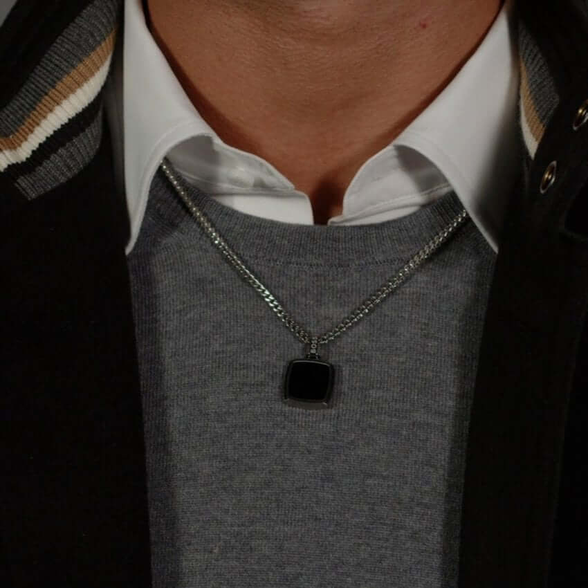Odell Black Pendant Stainless Steel Gents Necklace