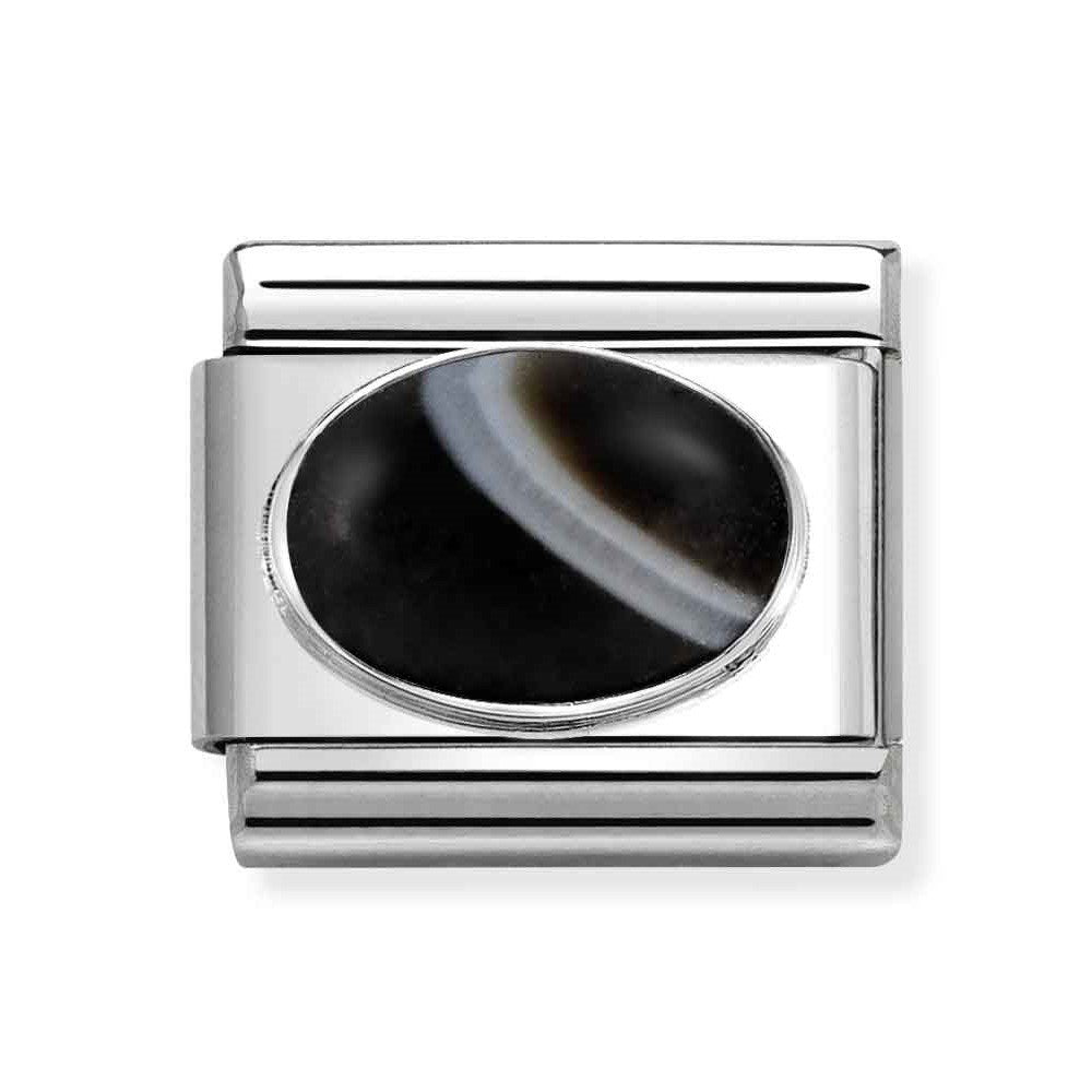 Composable Classic Link With Matt Banded Onyx Stone in 925 Silver