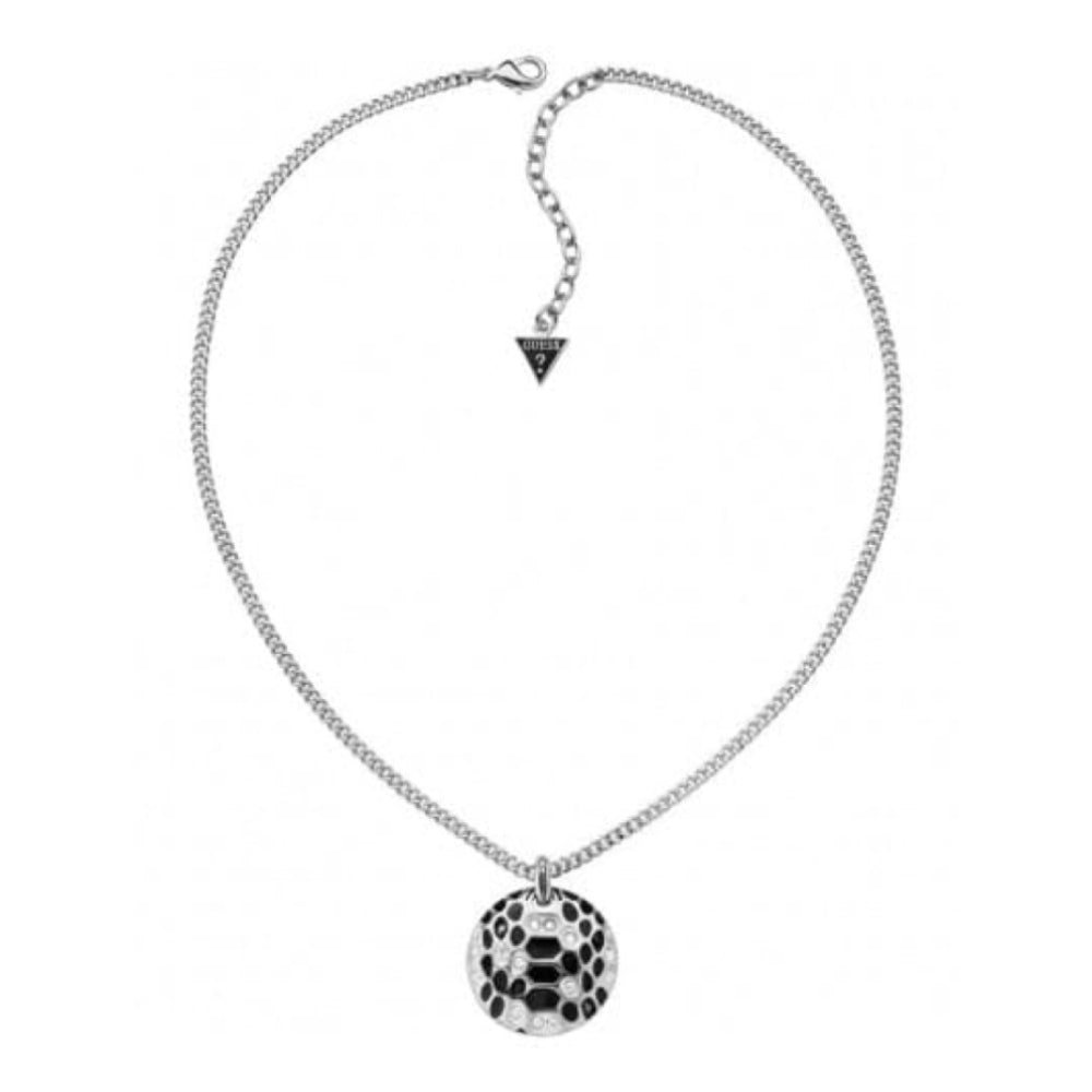 Serpent Disc Pendant Rhodium Plated Necklace