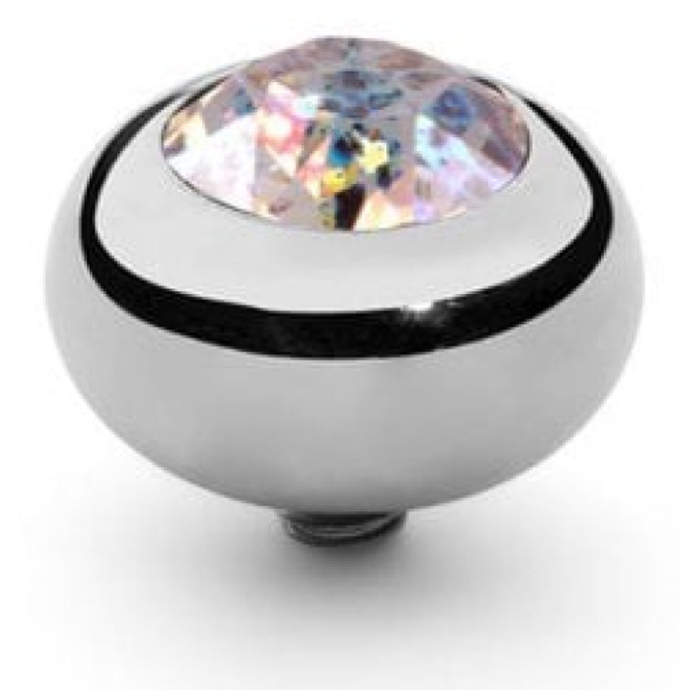10mm Interchangeable Tondo White Patina Crystal Top in S/P