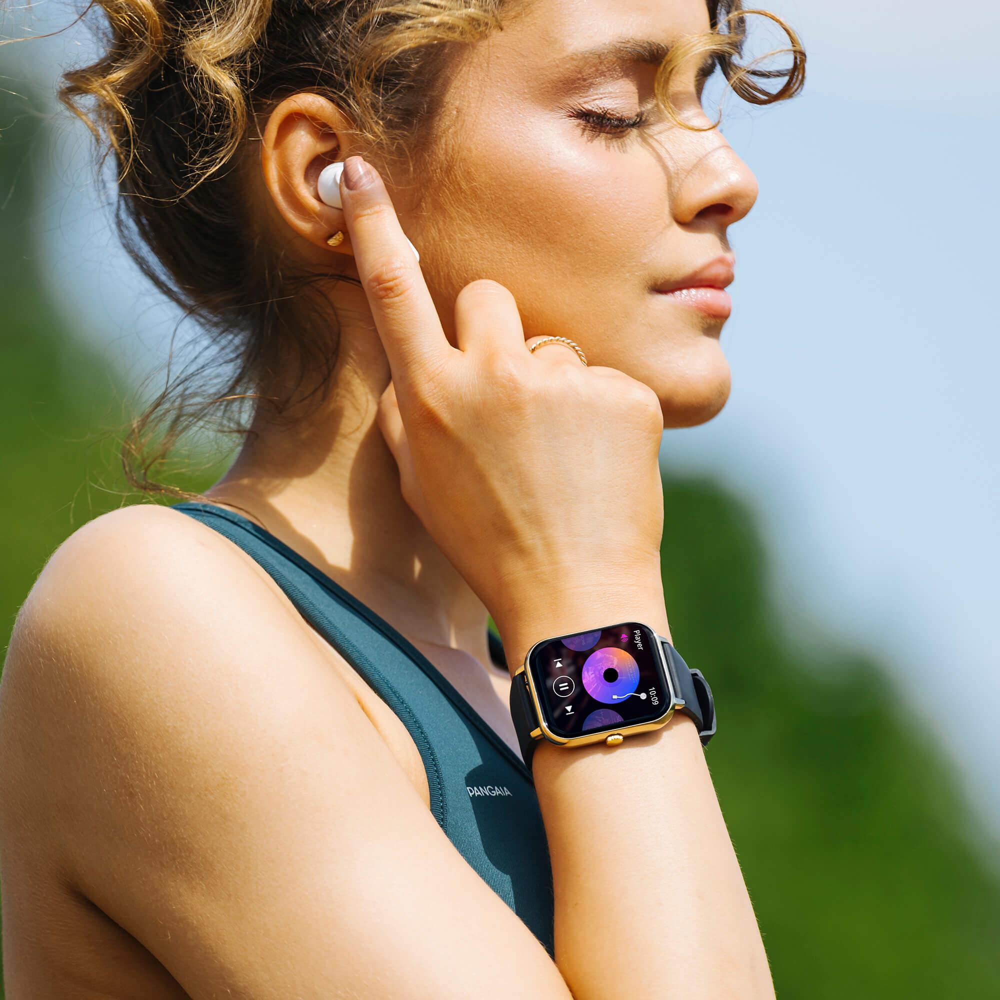 Series 23 Black Strap Smart Watch & True Wireless Sound Earbud Set