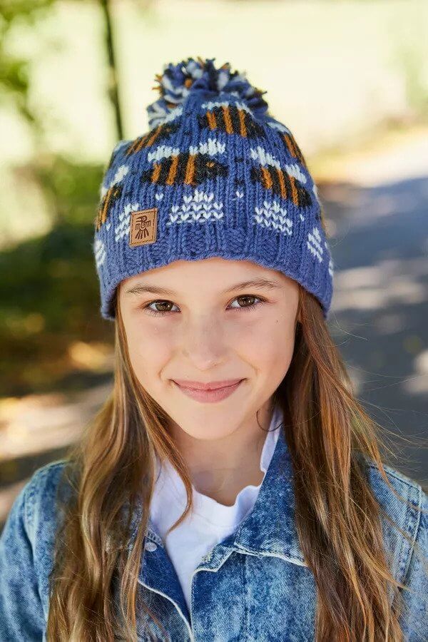 Kids Beehive Bobble Beanie Hat
