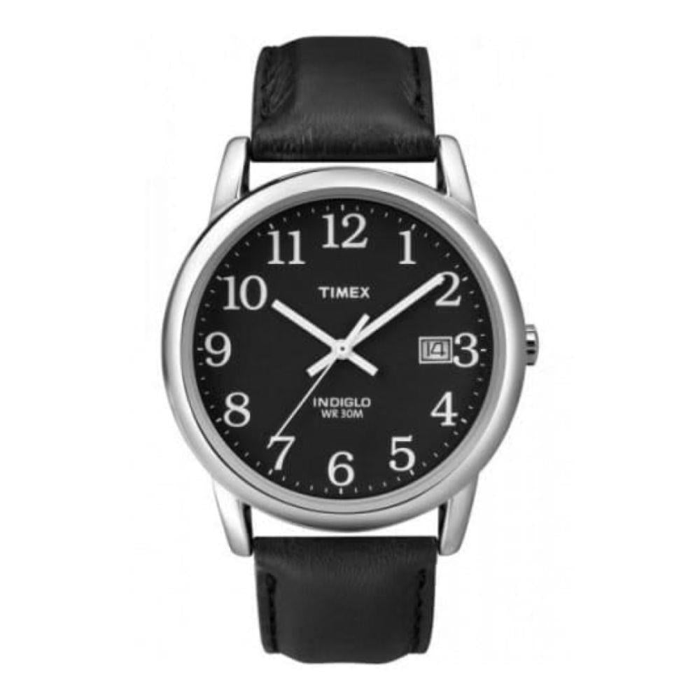 Unisex Indiglo Black Dial And Leather Strap Watch
