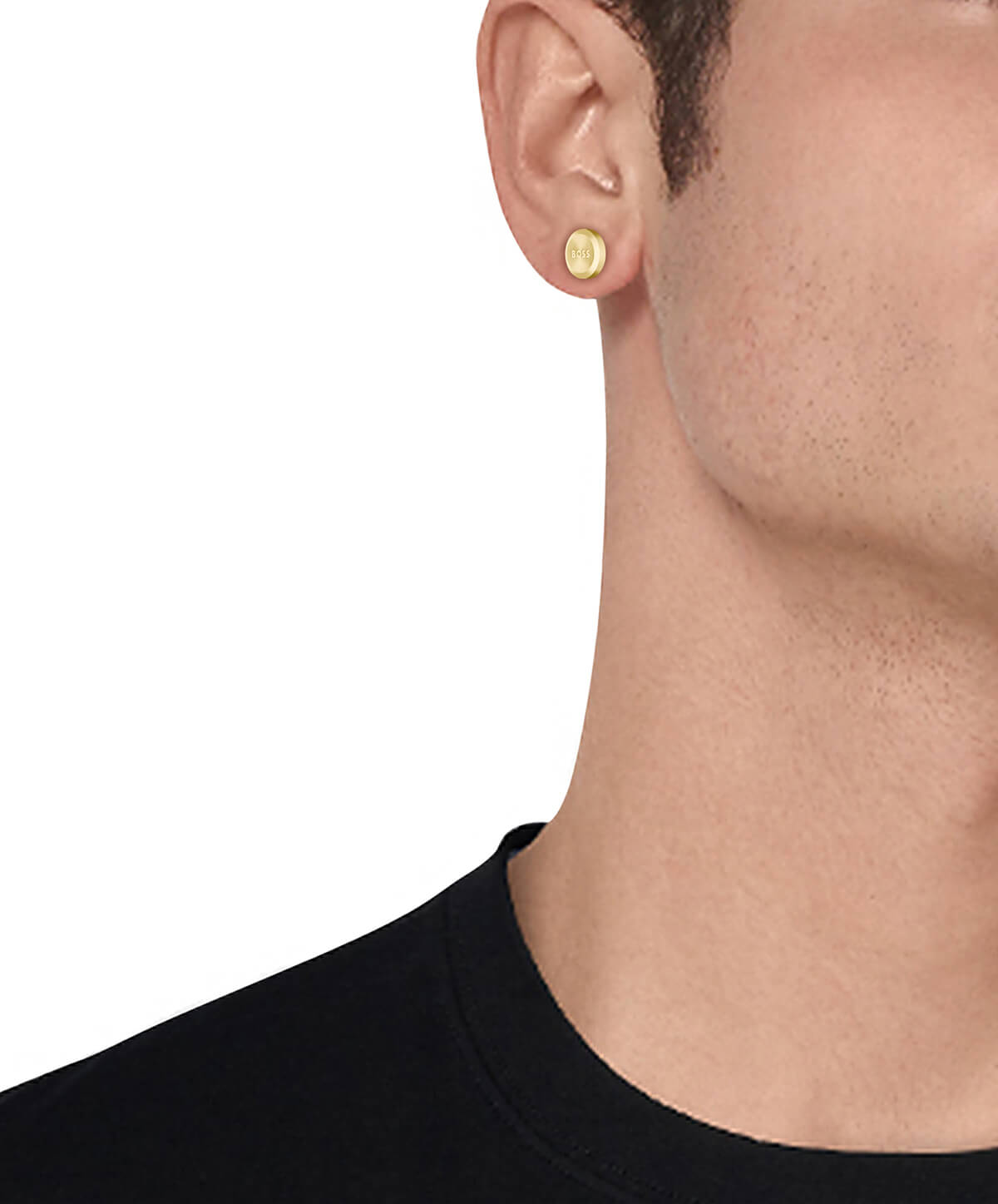 Yann Gold Plated Circle Mens Earrings