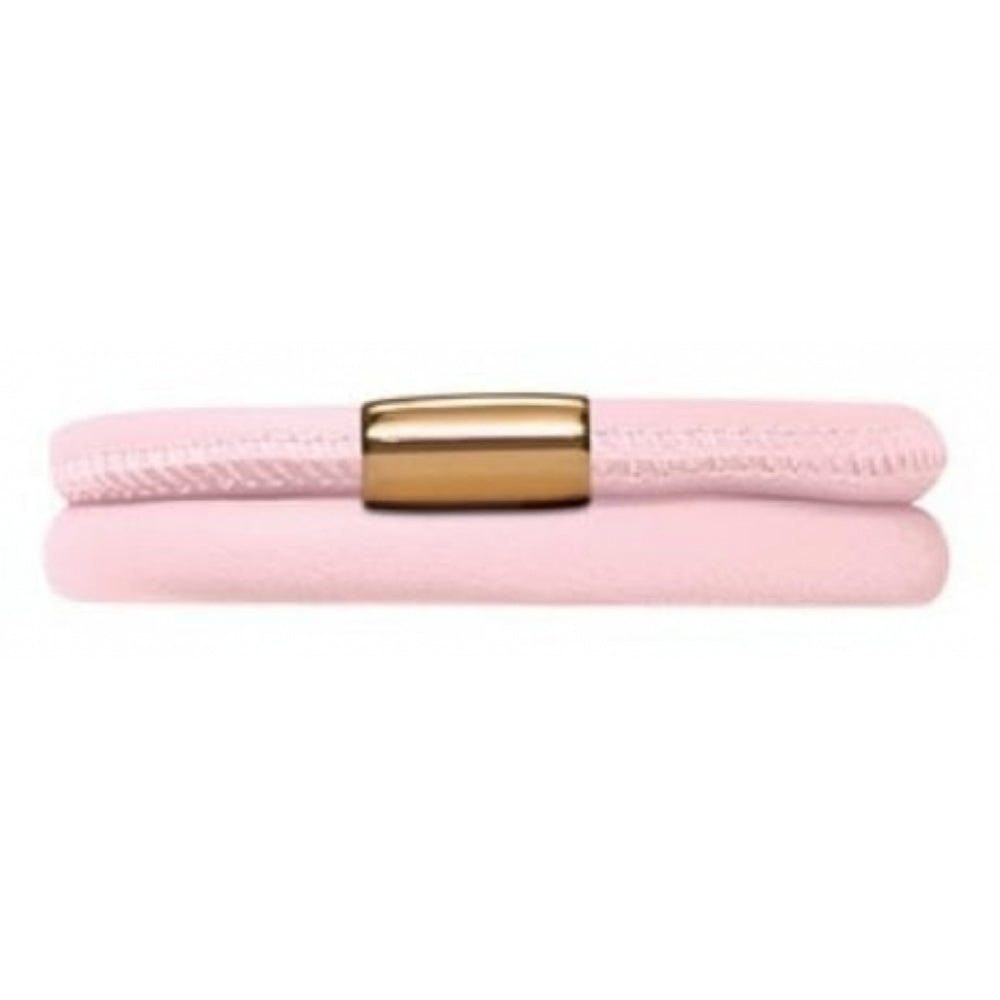 Pink Leather Double Band Gold Plated Bracelet