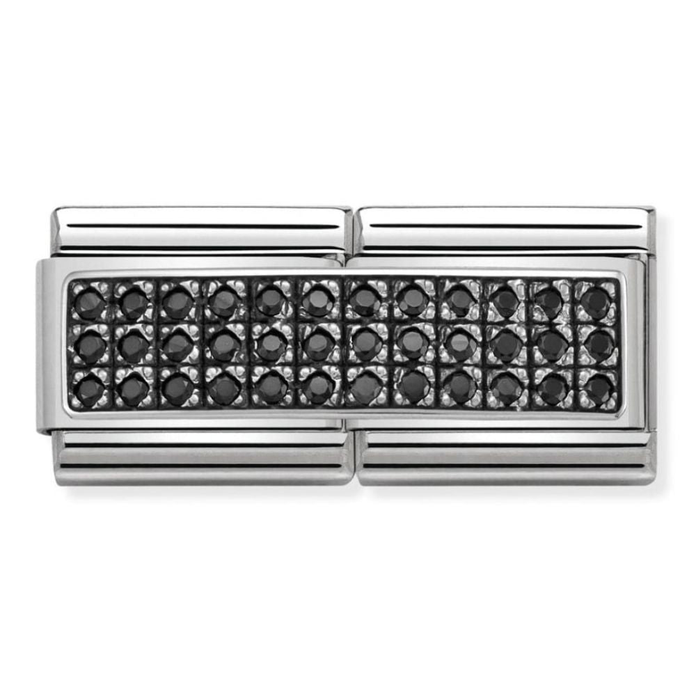 Classic Double Silver & Black CZ Link