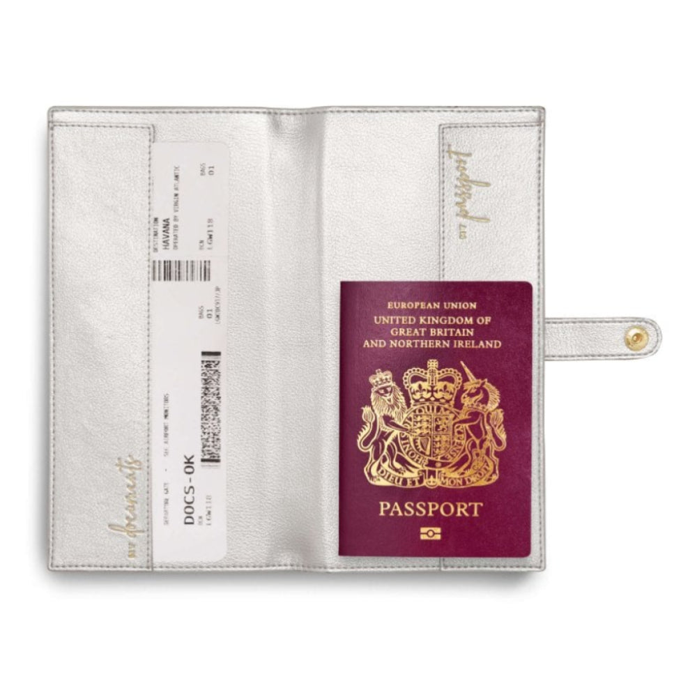 TRAVEL WALLET - FOREVER EXPLORING - Metallic Silver - 23x12cm