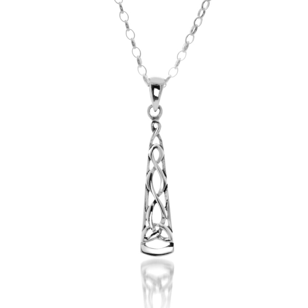 Celtic Long Trinity Knot Pendant Necklace