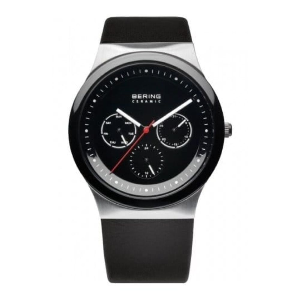 Gents Ceramic Black Leather Multifunctional Watch