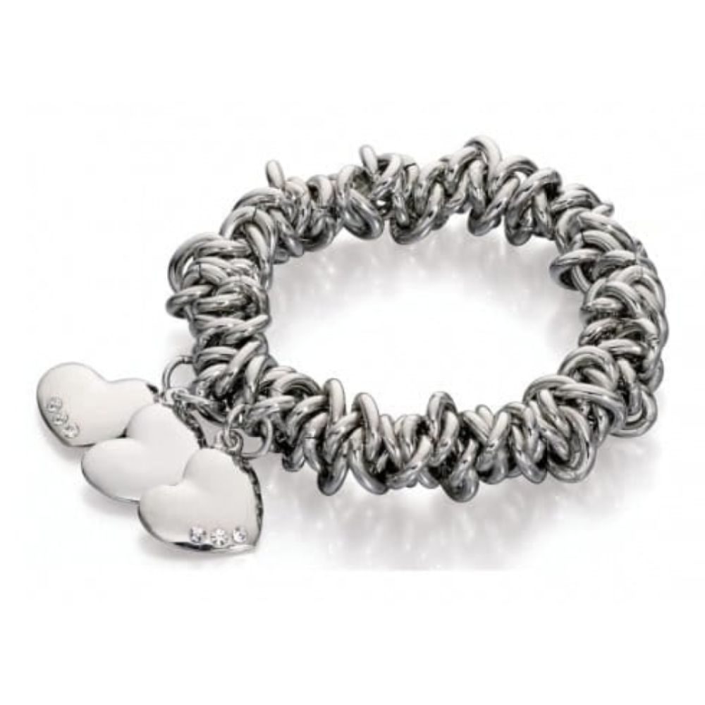 Ladies Heart Charm Scrunchie Bracelet