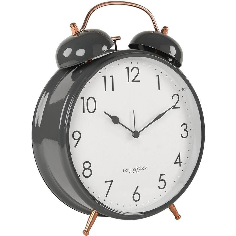 Oversized Twin Bell Alarm Clock Grey