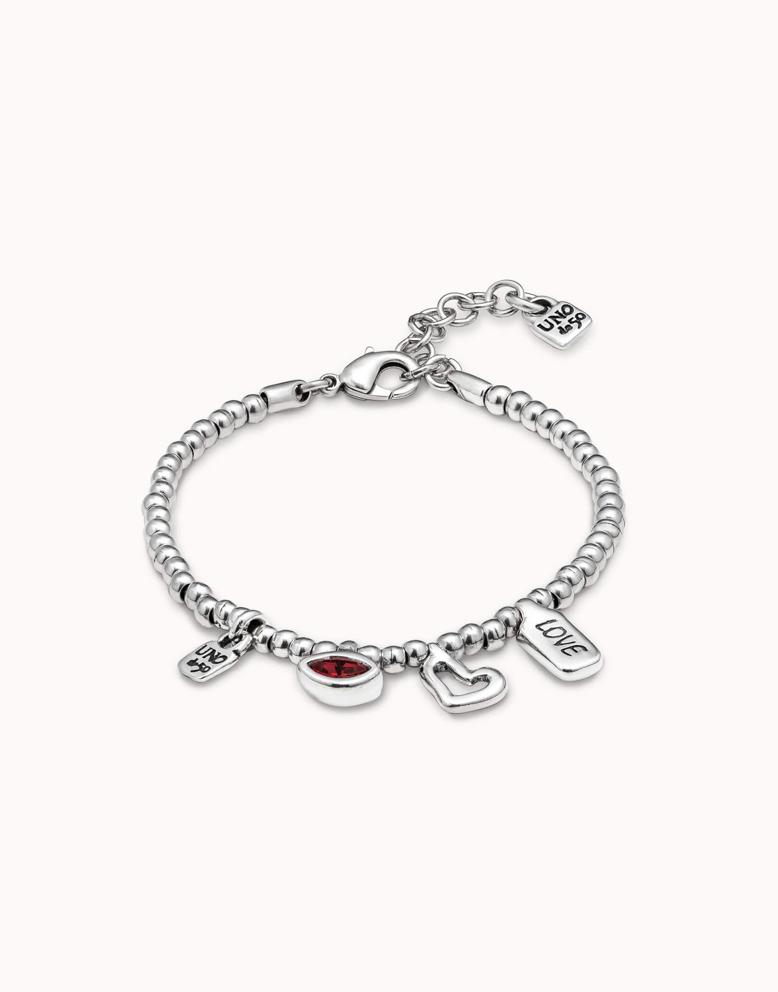 I m waiting 4 U Red Silver Plated Bracelet