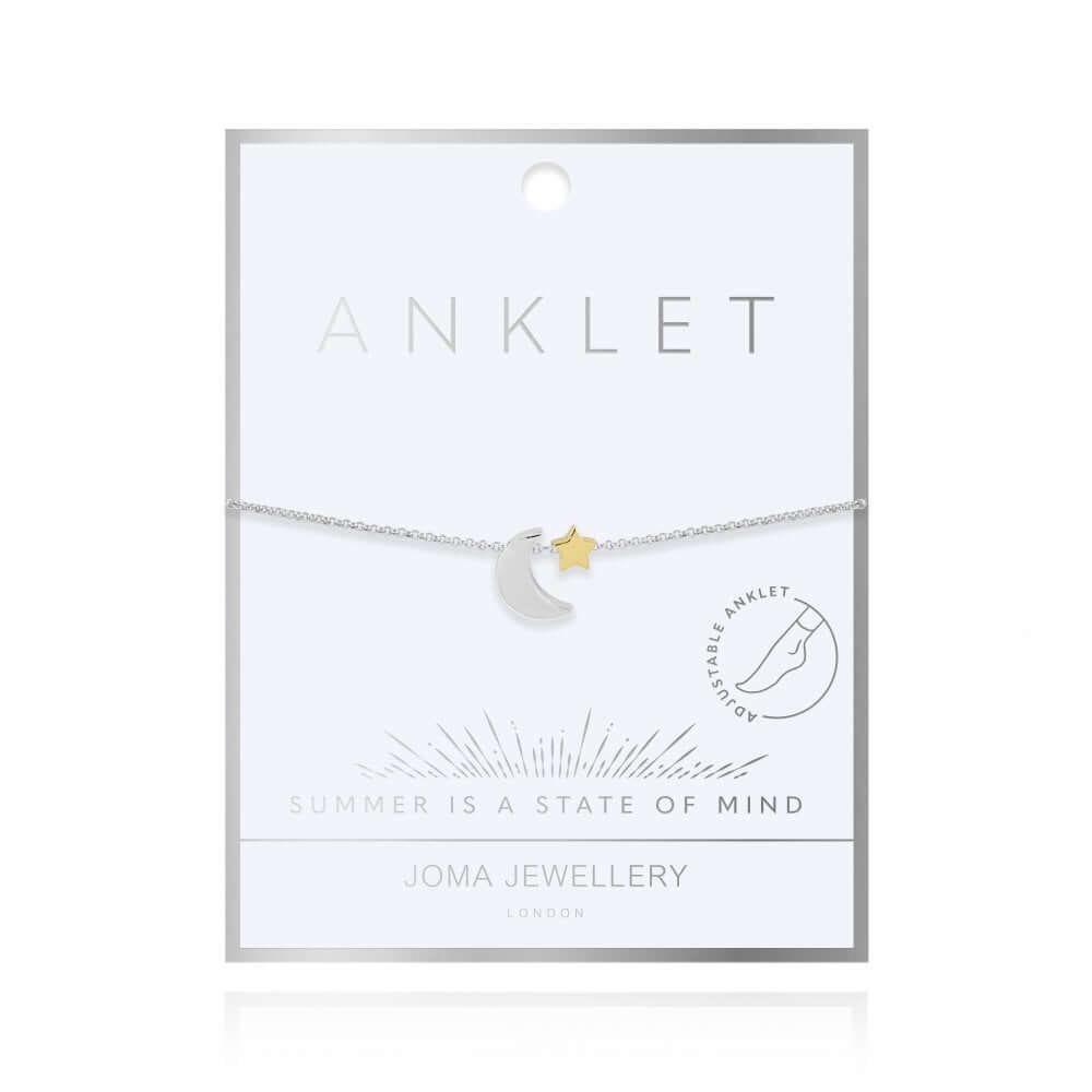 Two Tone Moon & Star Anklet