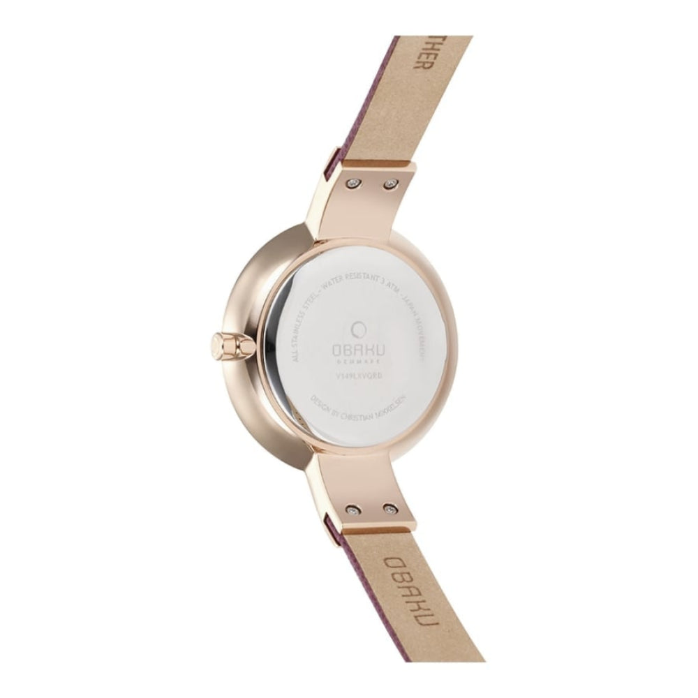 SOL - CHERRY Rose Gold Plated Leather Calf Watch