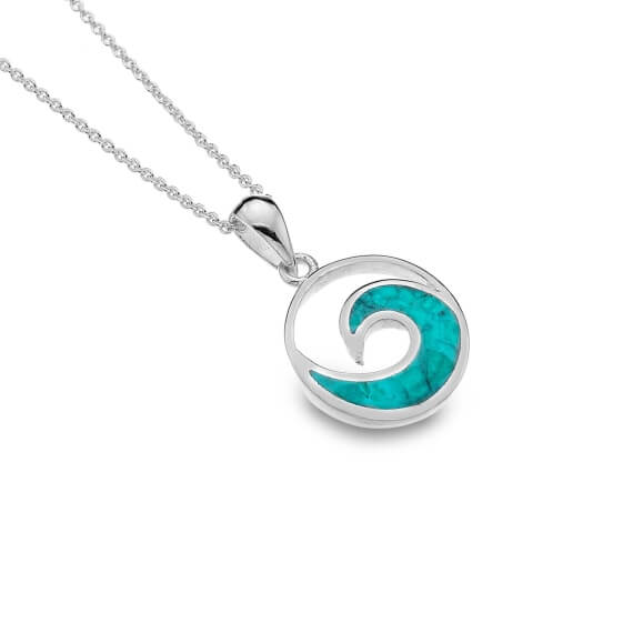 Origins Ocean Wave Turquoise Round Pendant Necklace